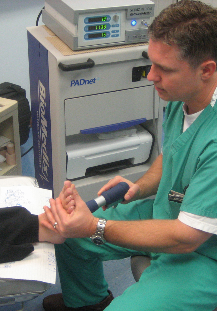 Dr. Fosdick examines feet